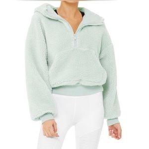 Alo Yoga Mint green Foxy Sherpa Half zip Hoodie M